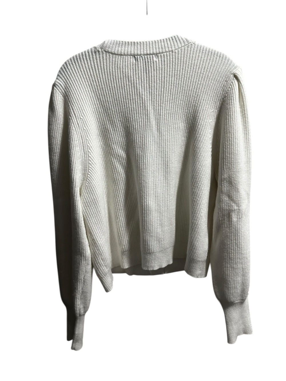 Aqua Cream Ribbed Sweater Cardigan with Black Ties size XXL - Picture 5 of 8
